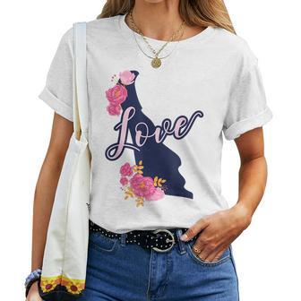 Delaware Love Floral State Pride Women T-shirt Crewneck | Mazezy