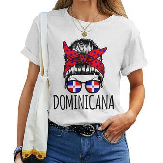 Dominican Republic Dominicana Girl Messy Bun Women T-shirt | Mazezy