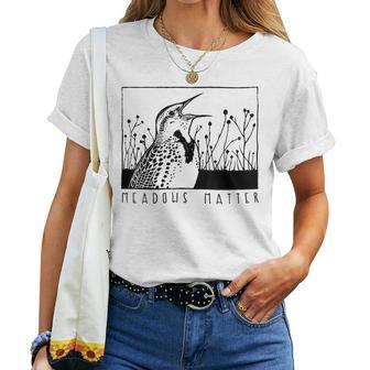 Eastern Meadowlark Nature Wildlife Songbird Bird Retro Women T-shirt | Mazezy