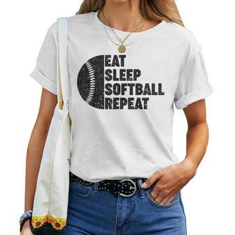 Eat Sleep Softball Repeat Ns Girls Boys Kids Men Women Softball Women T-shirt | Mazezy