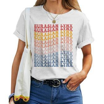 Eurasian Lynx Groovy Retro Women T-shirt | Mazezy