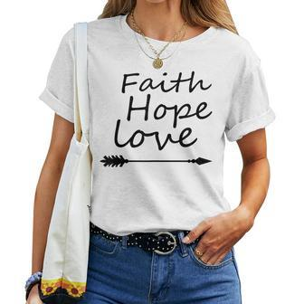 Faith Boho Style Hope Love Boho Arrows Faith Women T-shirt | Mazezy