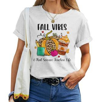 Fall Vibes & That Science Teacher Life Leopard Pumpkin Women T-shirt | Mazezy DE