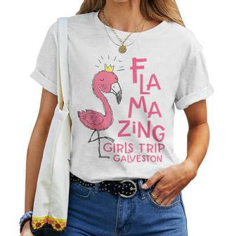 Flamazing Girls Trip Galveston Texas Flamingo Beach Vacation Women T-shirt Crewneck | Mazezy