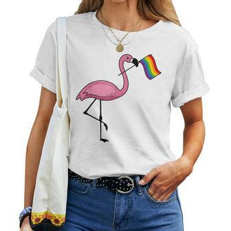 Flamingo Lgbt Flag Cool Gay Rights Supporters Women T-shirt | Mazezy