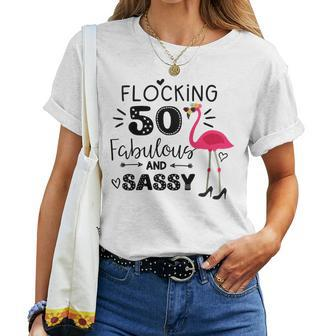 Flocking 50 Fabulous And Sassy 50Th Birthday Women T-shirt | Mazezy