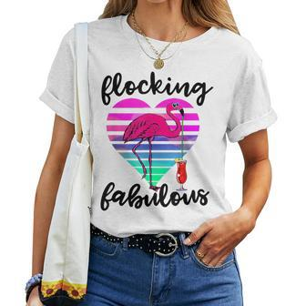 Flocking Fabulous Retro Pink Flamingo Lover Women T-shirt | Mazezy CA