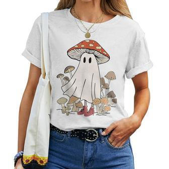 Botanical Cottagecore Mushroom Ghost Halloween Costume Women T-shirt - Seseable