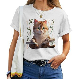 Cats Reading A Book Graphic Cat Kitten Lovers Cat Mom Women T-shirt - Monsterry