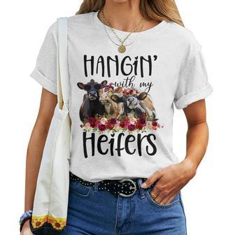 Floral Heifer Hanging With My Heifer Cow Castle Farmer Women T-shirt - Seseable