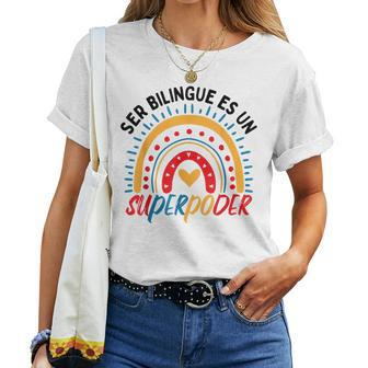 Spanish Teacher Teaching Bilinguals Latina Women T-shirt | Mazezy