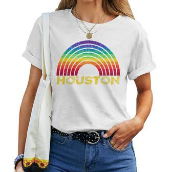 Gay Pride Rainbow Houston Texas Slim Fit Women T-shirt | Mazezy