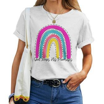 God Keeps His Promises Colorful Boho Rainbow Christian Women T-shirt | Mazezy UK