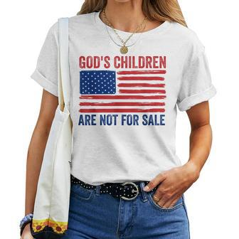 Gods Children Are Not For Sale American Flag Quote Women T-shirt | Mazezy