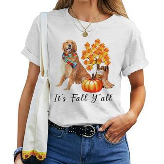 Golden Retriever It's Fall Y'all Pumpkins Halloween Costume Halloween Costume Women T-shirt | Mazezy DE