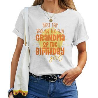 Grandma Birthday Girl First Trip Around The Sun Galaxy Party Women T-shirt Casual Daily Basic Unisex Tee | Mazezy