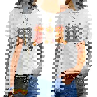 Grateful Thankful Blessed Nana Life Thanksgiving Floral Women T-shirt | Mazezy