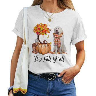 Great Pyrenees It's Fall Y'all Pumpkin Tree Coffee Chocolate For Coffee Lovers Women T-shirt | Mazezy