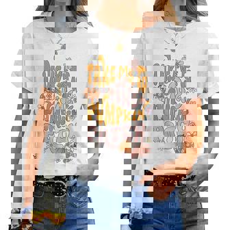 Groovy Take Me To The Pumpkin Patch Autumn Fall Thanksgiving Women T-shirt | Mazezy