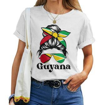 Guyana Girl Pride Guyanese Girl Guyana Messy Bun Women T-shirt | Mazezy AU