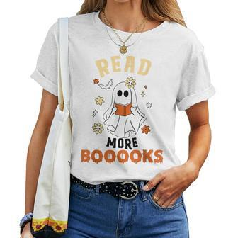 Halloween Ghost Read More Books Groovy Women T-shirt - Seseable