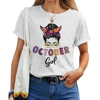 Halloween Messy Bun October Girl Birthday Women T-shirt - Monsterry AU