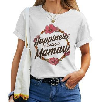 Happiness Is Being A Mamaw Cute Floral Christmas Women T-shirt | Mazezy