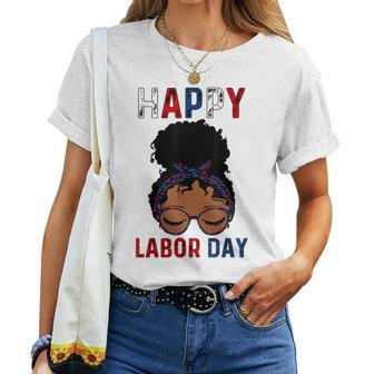 Happy Labor Day Happy Vintage Labor Day Messy Bun Women T-shirt | Mazezy CA