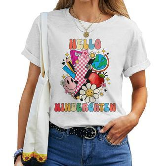 Hello Kindergarten Kinder Teacher Students Back To School Women T-shirt | Mazezy