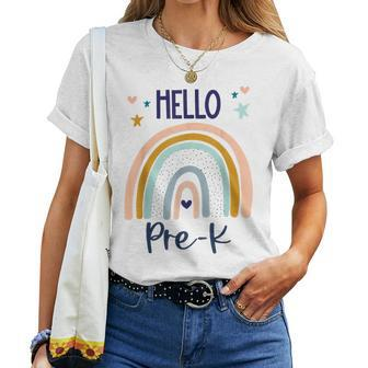 Hello Prek Retro Rainbow Pre K Teacher Toddler Girls Women T-shirt - Monsterry DE