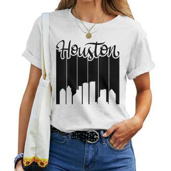 Houston - City Pride - Retro Skyline Silhouette Image Women T-shirt | Mazezy