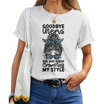 Hysterectomy Recovery Products Uterus Messy Bun Leopard Women T-shirt | Mazezy AU
