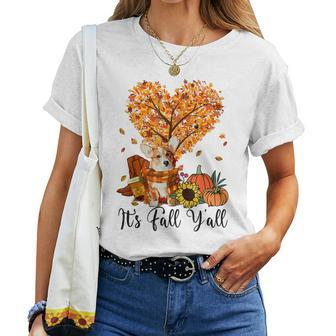 It's Fall Y'all Corgi Dog Lovers Thanksgiving Halloween Halloween Women T-shirt | Mazezy