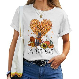 It's Fall Y'all Doberman Dog Lovers Thanksgiving Halloween Halloween Women T-shirt | Mazezy
