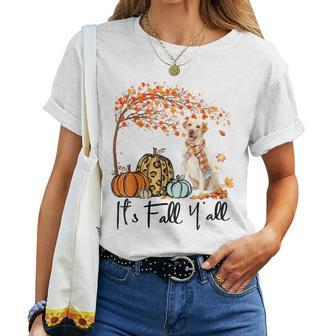 It's Fall Y'all Labrador Retriever Pumpkin Autumn Leaf Fall Women T-shirt - Seseable