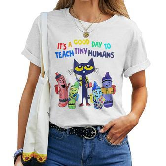 It's A Good Day To Teach Tiny Humans Cat Teacher Lover Women T-shirt - Seseable