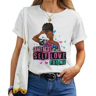 It's The Self Love For Me Afro Woman Leopard Black Girl Women T-shirt - Seseable