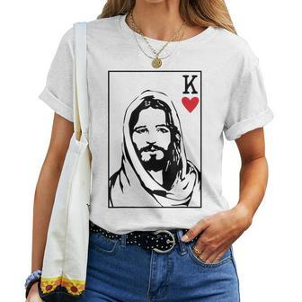 Jesus Is King Jesus King Of Hearts Card Christian Men Women  Women T-shirt