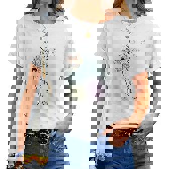 Just Breathe Dandelion Inspirational Quotes Motivational Women T-shirt | Mazezy