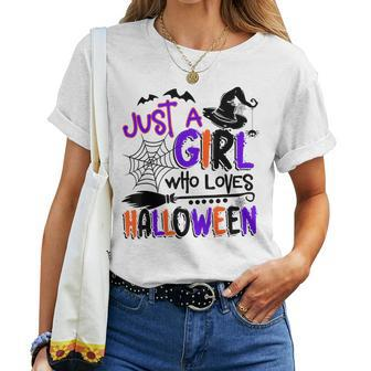 Just A Girl Who Loves Halloween Halloween Costume Women T-shirt - Monsterry UK