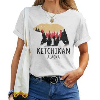 Ketchikan Alaska Vintage Grizzly Bear Nature Souvenir For Bear Lovers Women T-shirt | Mazezy