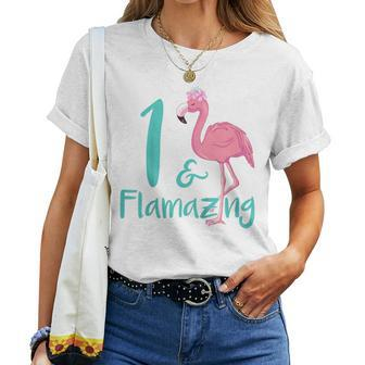 Kids 1 Year Old Flamingo Birthday Party Theme Flamazing 1St Women T-shirt | Mazezy