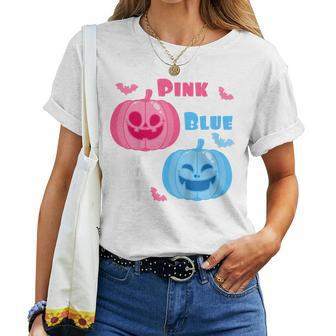 Kids Halloween Gender Reveal Your Brother Loves You Fall Theme Halloween Women T-shirt | Mazezy