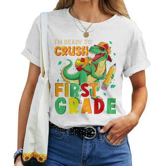 Kids Im Ready To Crush First Grade Back To School Dinosaur Women T-shirt - Seseable