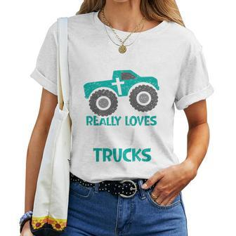Kids I Love Jesus And Trucks Women T-shirt | Mazezy