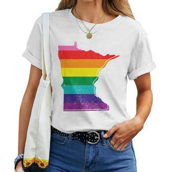 Kids Rainbow Minnesota Gay Pride Flag Women T-shirt | Mazezy