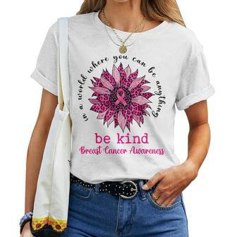 Be Kind Pink Ribbon Breast Cancer Awareness Support Squad Women T-shirt - Seseable