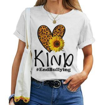 Be Kind Unity Day Orange Anti Bullying Leopard Heart Women T-shirt - Seseable