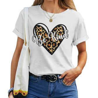 Be Kind Unity Day Orange Anti Bullying Leopard Heart Women T-shirt | Mazezy