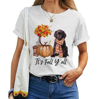 Labrador It's Fall Y'all Pumpkin Tree Coffee Chocolate For Coffee Lovers Women T-shirt | Mazezy